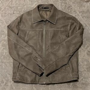 Faded-Stone Colored Zara Leather Jacket (Size XL)